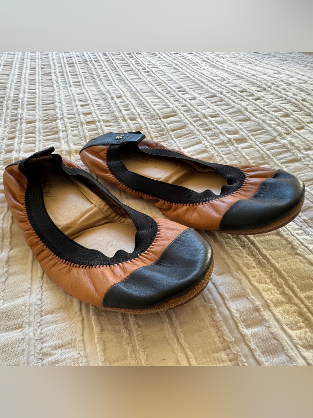 Yosi Samra Samantha Leather Ballet Flats in Brown and Black Women’s 9